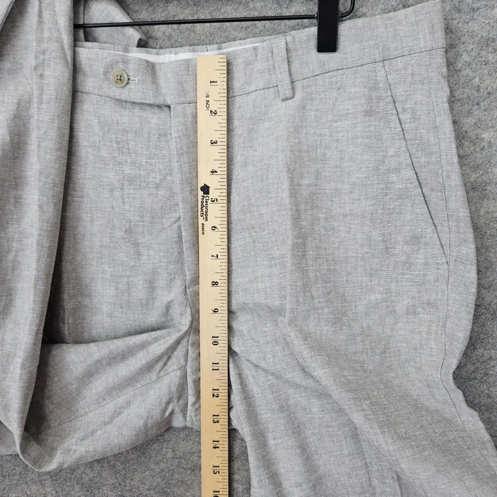 Joseph Abboud Dress Pants Men's 36x30 Light Grey Linen/Cotton Slim Fit Office